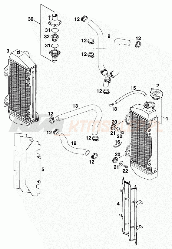 Schemat "układ chłodzenia" do KTM 250 SX