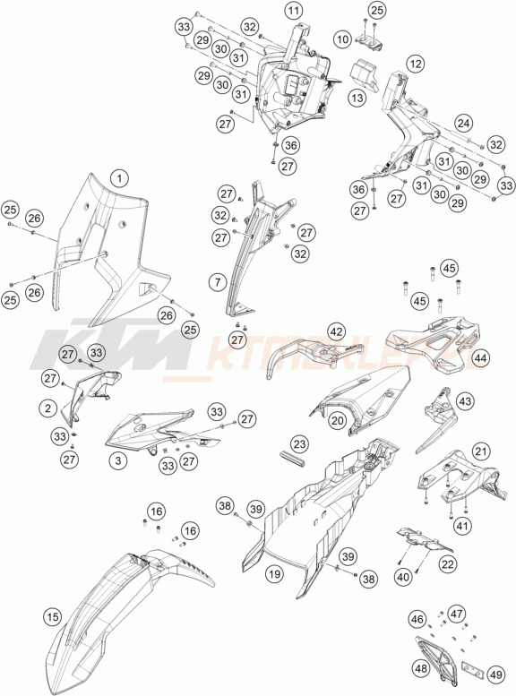Schemat "czasza, błotniki" do KTM 890 ADVENTURE R RALLY