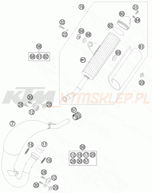 Schemat "układ wydechowy" do KTM 105 SX
