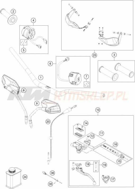Schemat "kierownica i osprzęt" do KTM 1190 ADVENTURE ABS