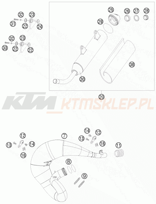 Schemat "układ wydechowy" do KTM 200 XC-W