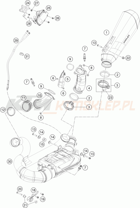 Schemat "układ wydechowy" do KTM 1290 Super Duke R