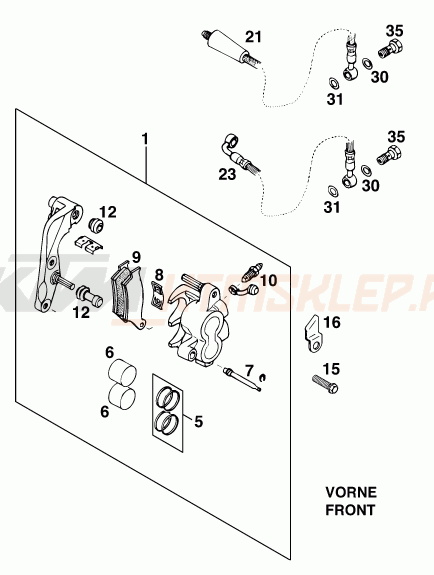 Schemat "zacisk hamulcowy + tarcza przód" do KTM 300 E-GS WP
