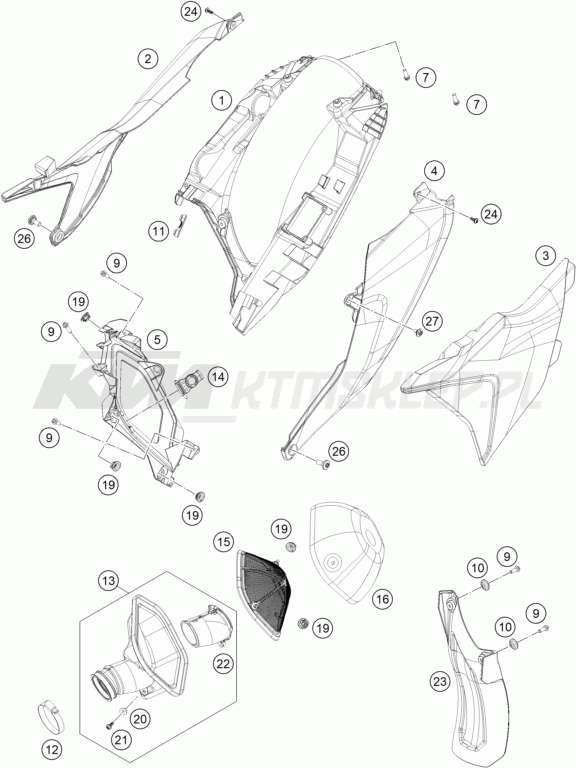Schemat "filtr powietrza" do KTM 250 SX-F FACTORY