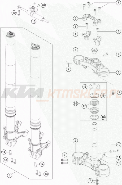 Schemat "przód amortyzatory, półki zawieszenia" do KTM 1290 SUPER DUKE GT ABS