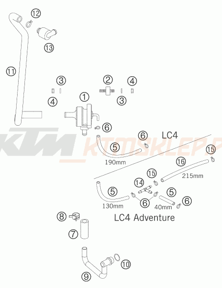 Schemat "wtórny układ powietrza SAS" do KTM 640 LC4 SUPERMOTO PRESTIGE