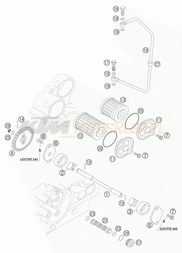 Schemat "smarowanie silnika" do KTM 525 SMR