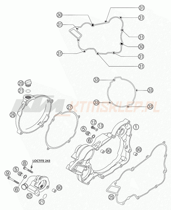 Schemat "pokrywa sprzęgła" do KTM 125 SX