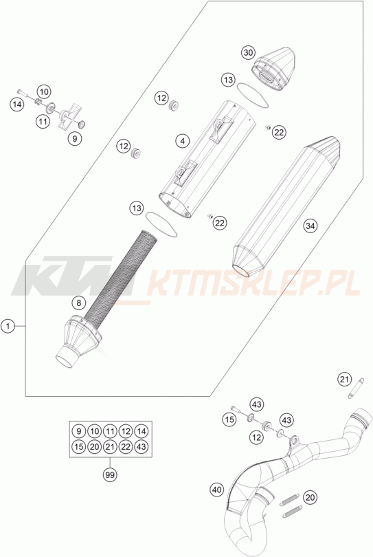 Schemat "układ wydechowy" do KTM 450 SX-F
