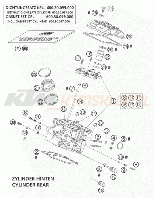 Schemat "głowica tył" do KTM 950 ADVENTURE LOW