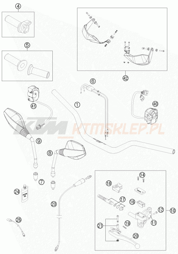 Schemat "kierownica i osprzęt" do KTM 690 ENDURO R