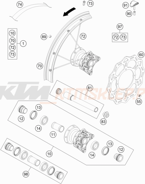 Schemat "koło przód" do KTM 85 SX 19/16