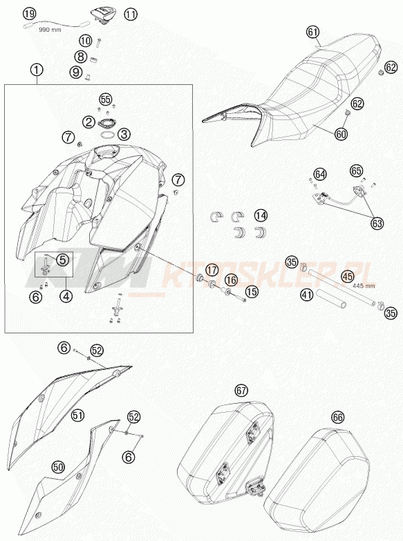 Schemat "TANK, SEAT" do KTM 990 SUPERMOTO T ABS
