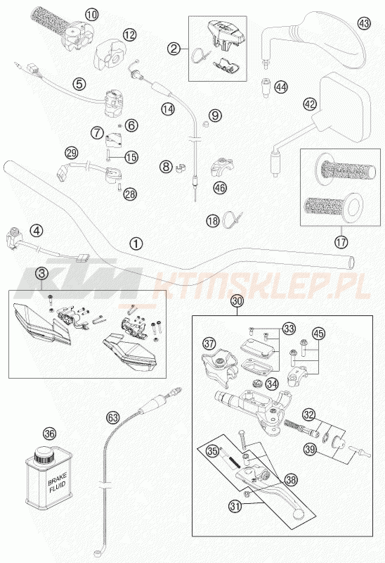 Schemat "kierownica i osprzęt" do KTM 250 EXC SIX-DAYS