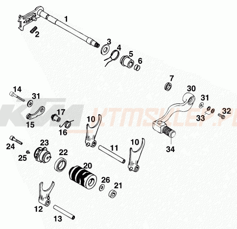 Schemat "skrzynia biegów-automat zmieniający " do KTM 400 DUKE/ 20kW