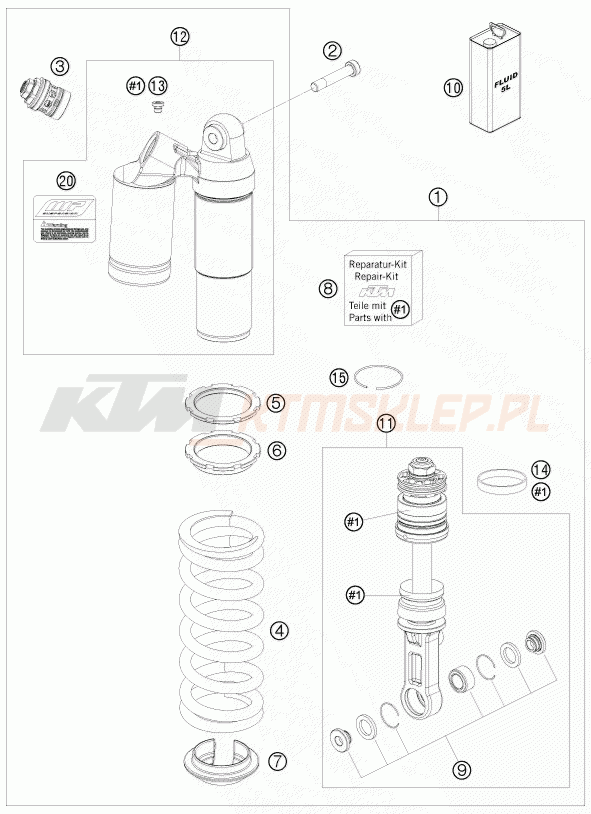 Schemat "amortyzator tył" do KTM 690 DUKE