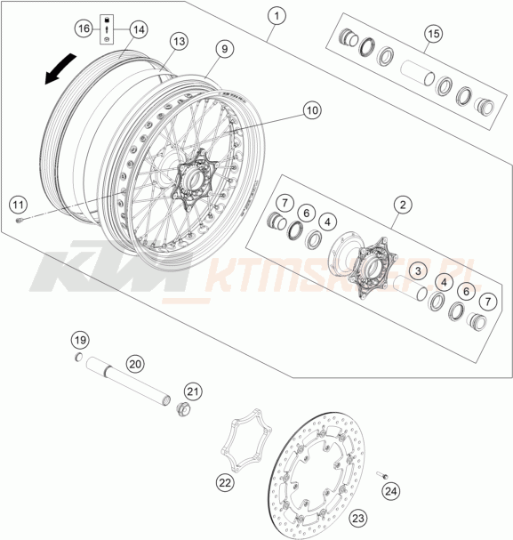 Schemat "koło przód" do KTM 690 SMC R