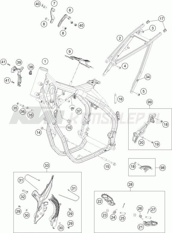 Schemat "rama" do KTM 500 XCF-W