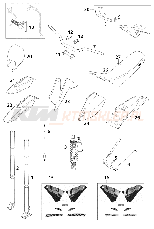 Schemat "NEW PARTS" do KTM 640 LC4-E Six days