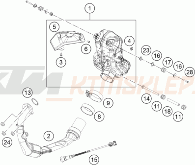 Schemat "układ wydechowy" do KTM 200 DUKE, grey, ABS