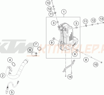 Schemat "układ wydechowy" do KTM RC 200 W/O ABS