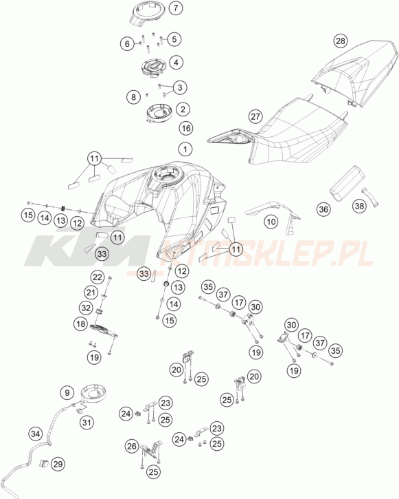 Schemat "TANK, SEAT" do KTM 390 ADVENTURE
