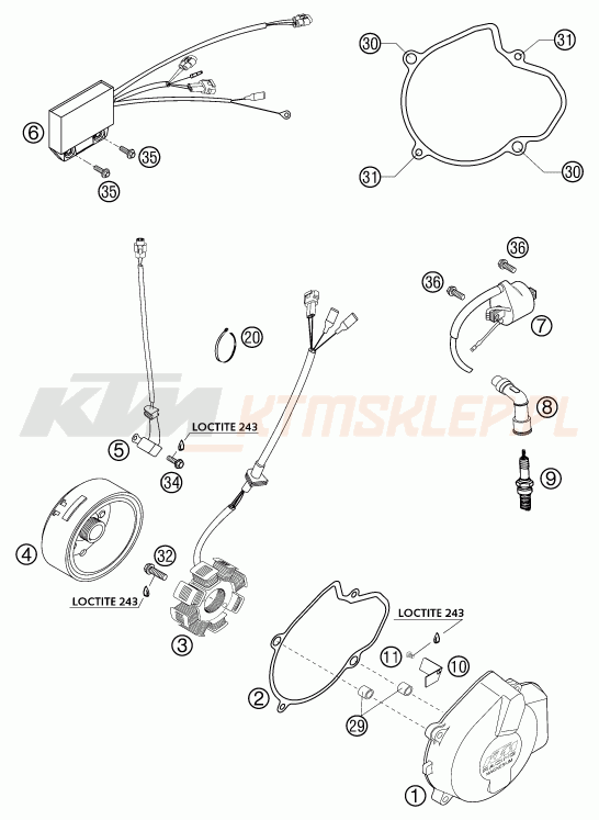 Schemat "układ zapłonowy" do KTM 450 EXC RACING