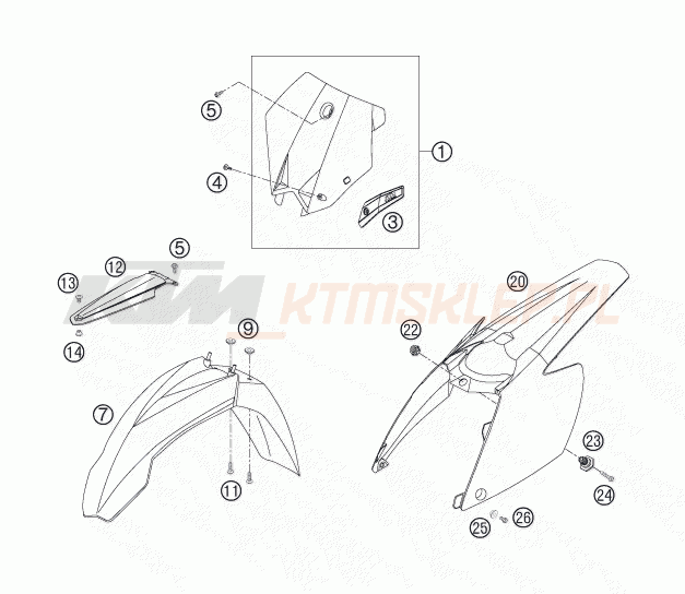 Schemat "czasza, błotniki" do KTM 250 XC-W