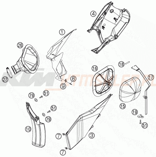 Schemat "filtr powietrza" do KTM 250 SX