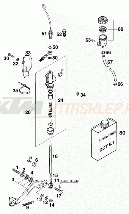 Schemat "tył hamulec - pompa" do KTM 400 SX-C