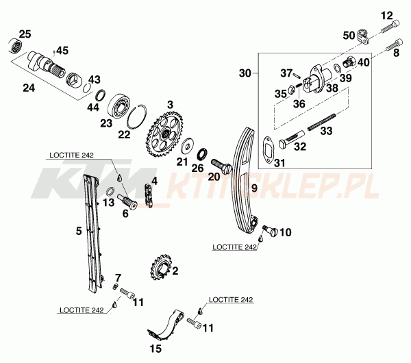Schemat "układ rozrządu" do KTM 620 RXC-E