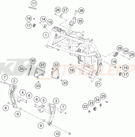 Schemat "rama" do KTM 125 DUKE, orange