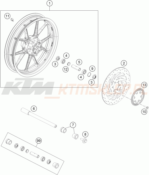 Schemat "koło przód" do KTM 390 DUKE