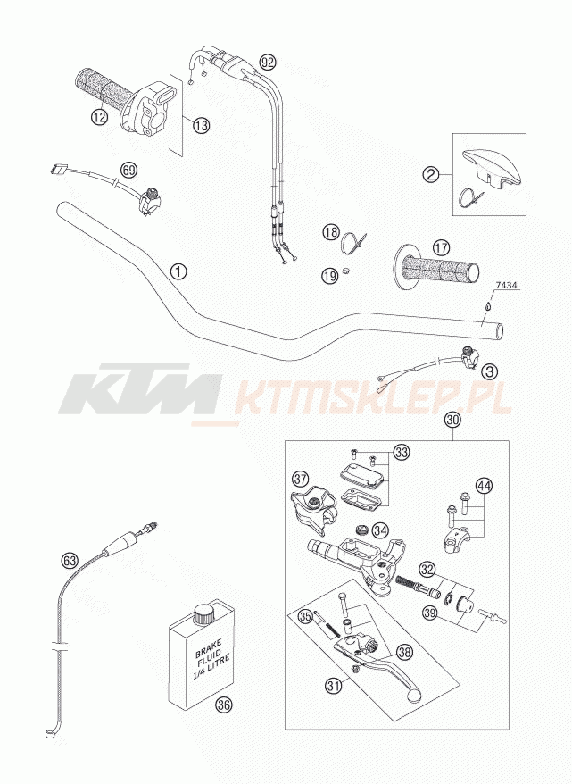 Schemat "kierownica i osprzęt" do KTM 250 XC-F