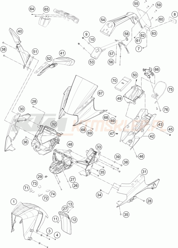 Schemat "czasza, błotniki" do KTM RC 200 W/O ABS