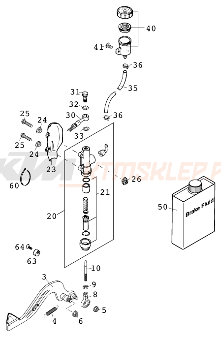 Schemat "tył hamulec - pompa" do KTM 60 SX