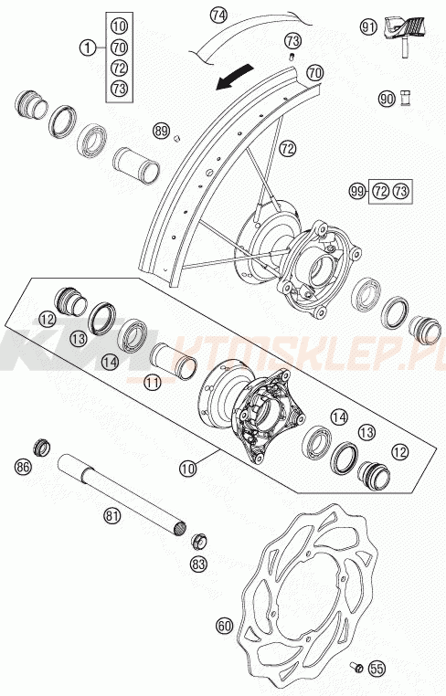 Schemat "koło przód" do KTM 85 SX 19/16