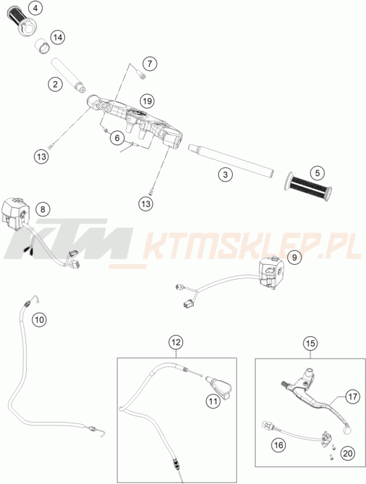 Schemat "kierownica i osprzęt" do KTM RC0, W/O ABS