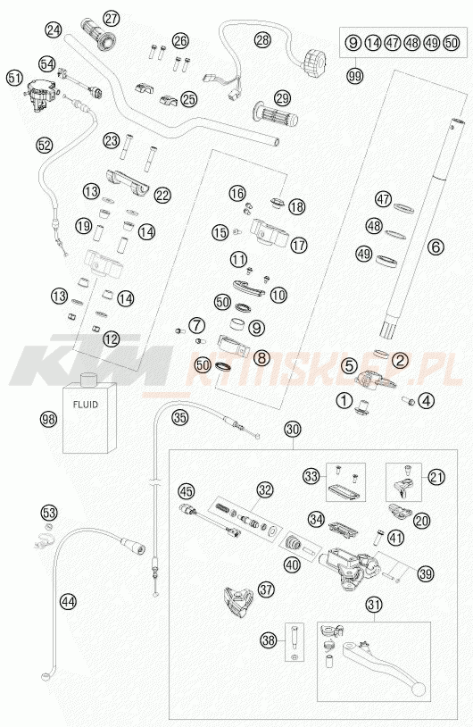 Schemat "kierownica i osprzęt" do KTM 525 XC ATV