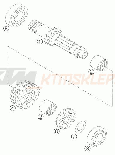 Schemat "skrzynia biegów - wałek zdawczy" do KTM 540 SXS