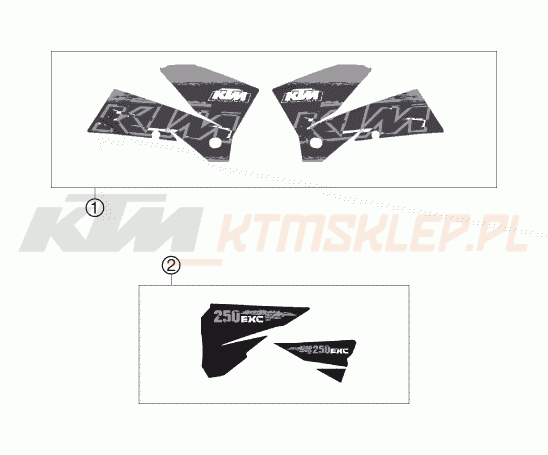 Schemat "naklejki" do KTM 250 EXC