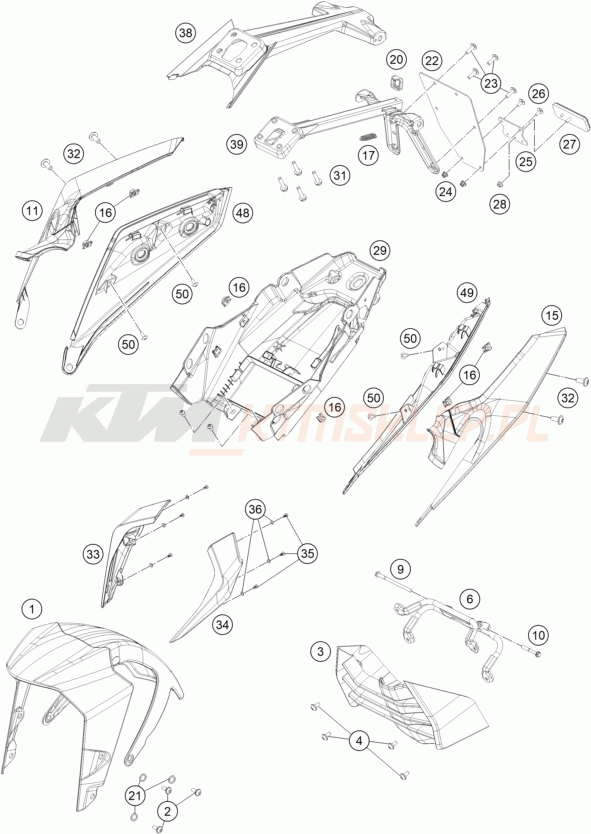 Schemat "czasza, błotniki" do KTM 125 DUKE 2