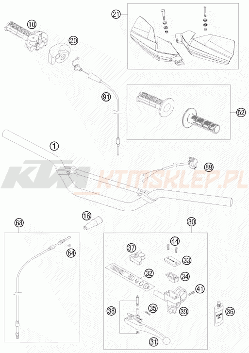 Schemat "kierownica i osprzęt" do KTM 105 XC