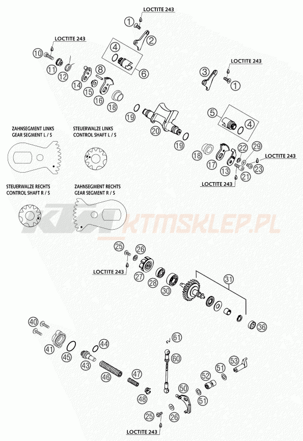 Schemat "zawór wydechowy" do KTM 250 SX