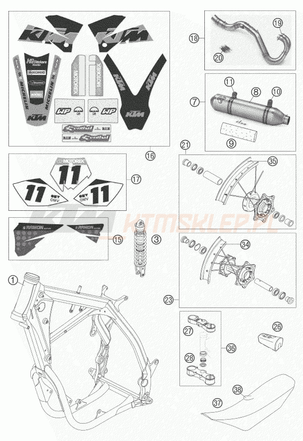 Schemat "NEW PARTS" do KTM 450 SX STEVE RAMON