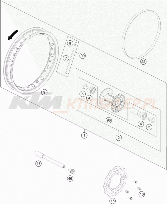 Schemat "koło przód" do KTM 50 SX MINI