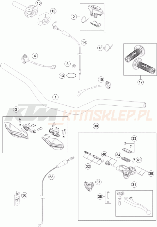 Schemat "kierownica i osprzęt" do KTM 200 XC-W