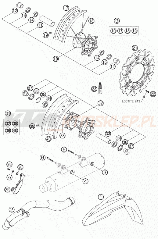 Schemat "NEW PARTS" do KTM 525 SX SUPERMOTO