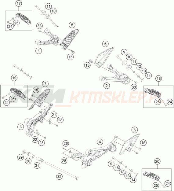 Schemat "FOOTPEGS" do KTM RC 200 ABS