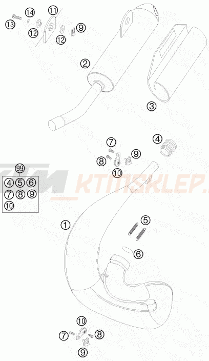 Schemat "układ wydechowy" do KTM 65 SX